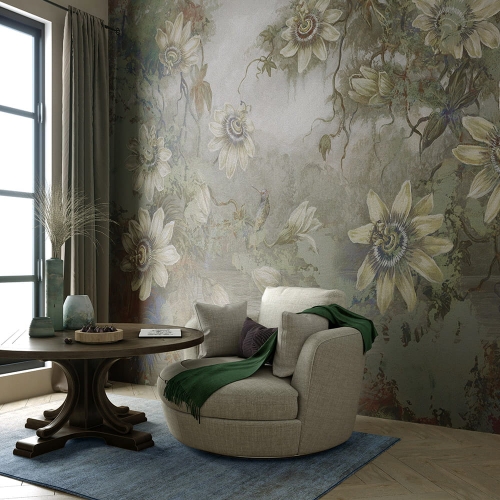 Pasiflora Wonderwall fototapeta na wymiar z motywem kwiatów męczennicy