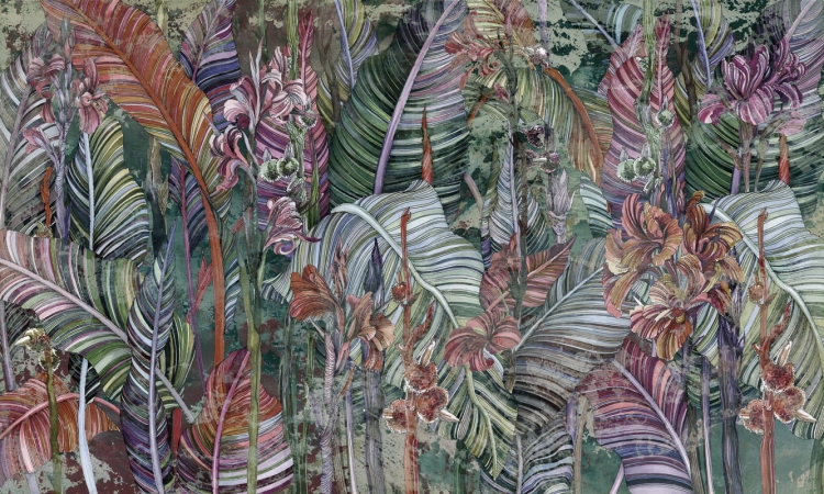 Floral Jungle fototapeta z motywem dżungli liście i kwiaty Canna Wonderwall