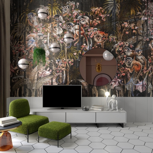 Jumanji Wonderwall egzotyczna fototapeta dżungla z małpkami