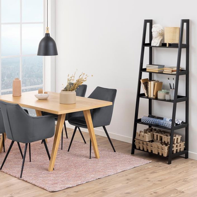 Czarny loftowy regał drabinka w skandynawskim stylu 63x40 H: 180cm