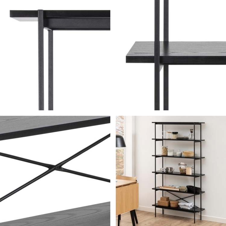 Loftowy regał w czarnym kolorze Angus