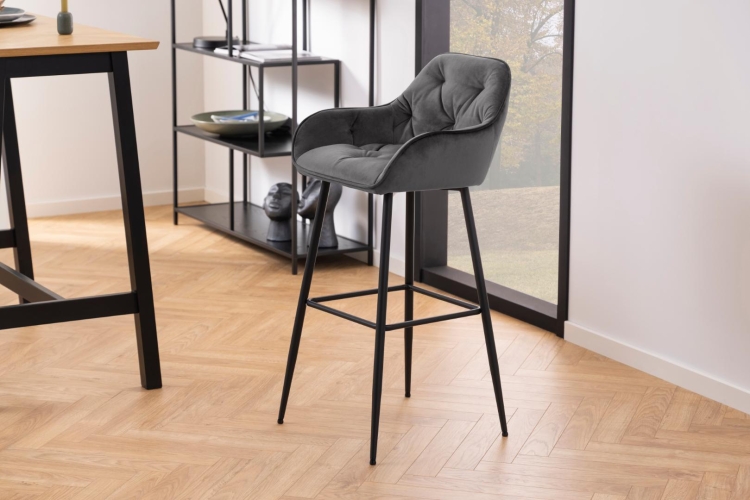 Actona Brooke pikowane krzesło barowe szare