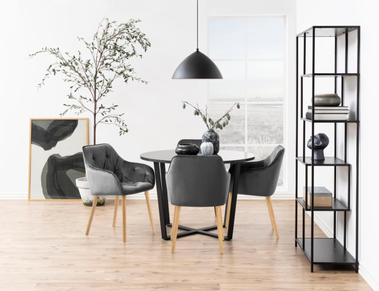 Actona Brooke pikowane krzesło z podłokietnikami szare