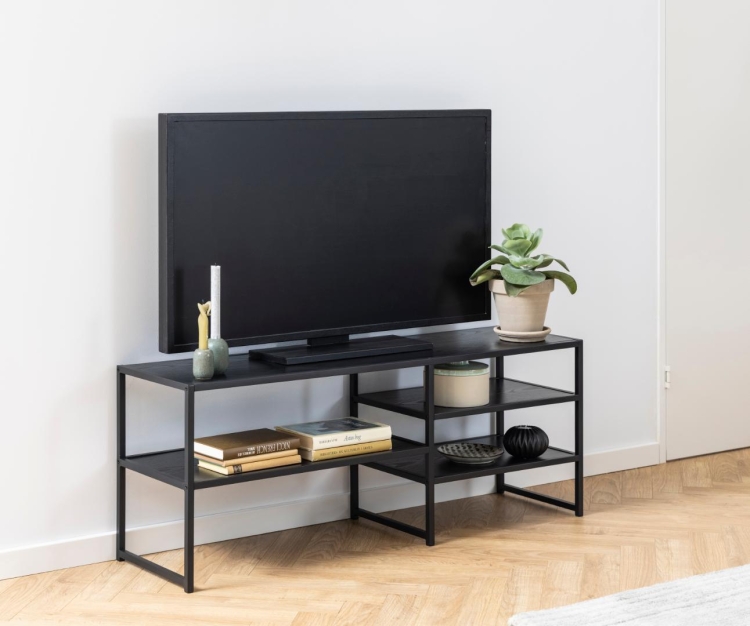 Scandi Loft Black nowoczesny regał TV