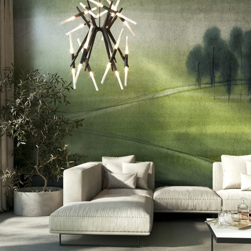 Zielone pola sielski krajobraz Robin Wonderwall fototapeta na wymiar