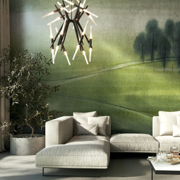 Zielone pola sielski krajobraz Robin Wonderwall fototapeta na wymiar