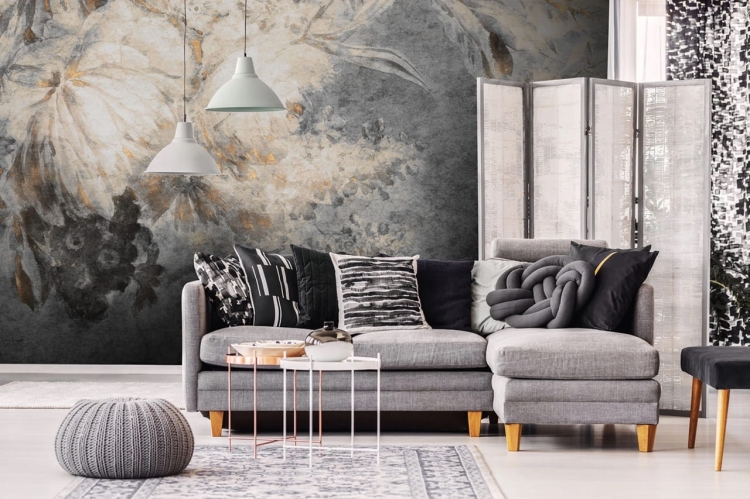 Nowoczesna fototapeta betonowe kwiaty szarości