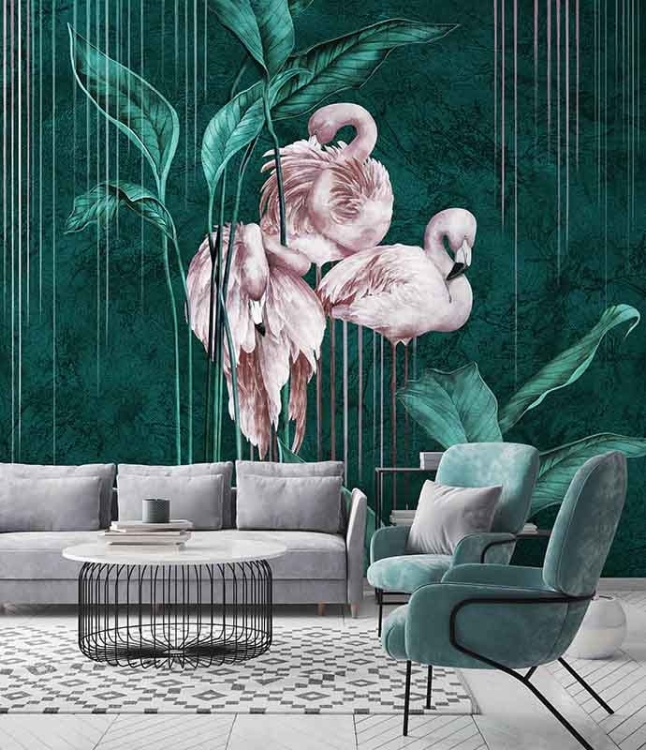 Różowe Flamingi stylowa tapeta