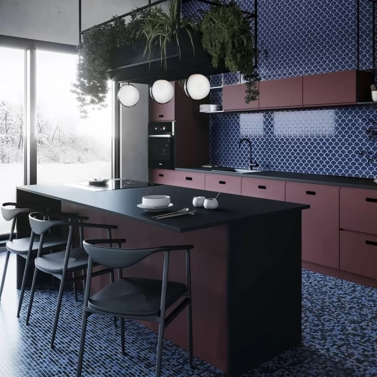 Dunin Mini Fish Scale Aruba mozaika łuska ciemnoniebieska