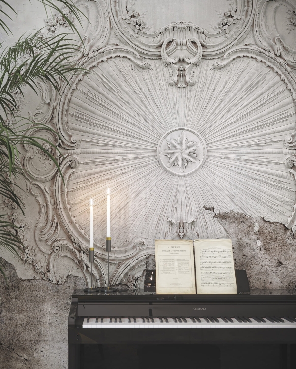 Wonderwall Bohemia postarzana sztukateria fototapeta na wymiar