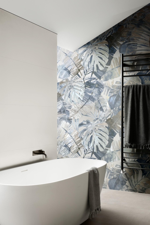 Marazzi White Deco Jungle Touch dekoracyjne płytki liście monstery