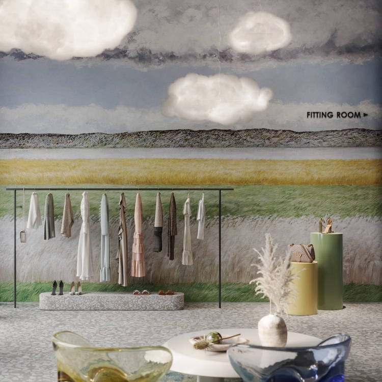 Wonderwall Mellow pejzaż łąki i pola późnym latem