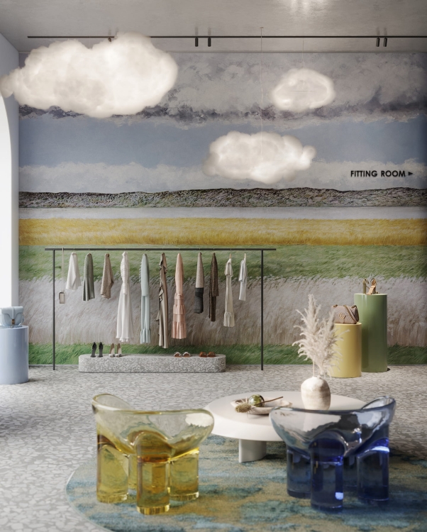 Wonderwall Mellow pejzaż łąki i pola późnym latem