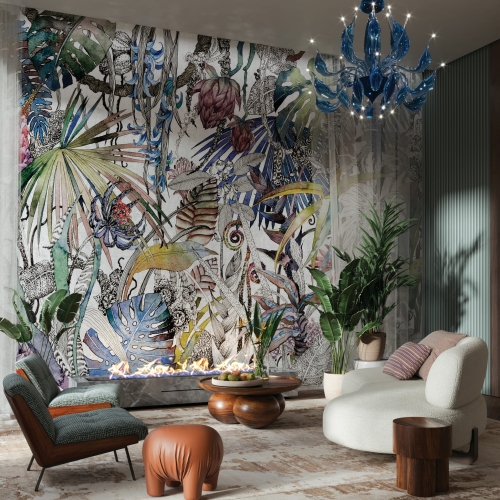 Wonderwall Fusion kolorowa botaniczna fototapeta