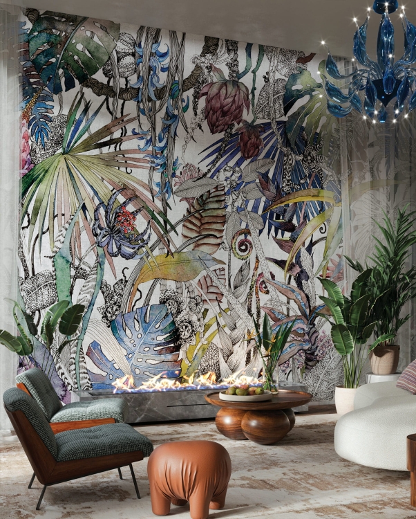 Wonderwall Fusion kolorowa botaniczna fototapeta