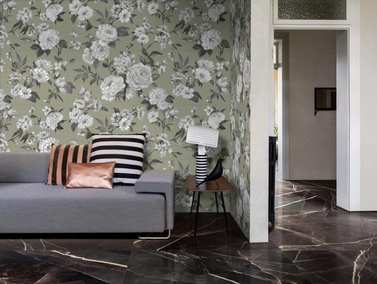 Marazzi White Decoro Roseto Touch dekoracyjne płytki białe kwiaty