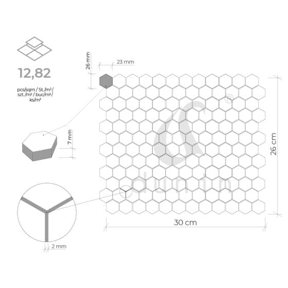 Dunin Mini Hexagon B&W Lean czarno biała mozaika