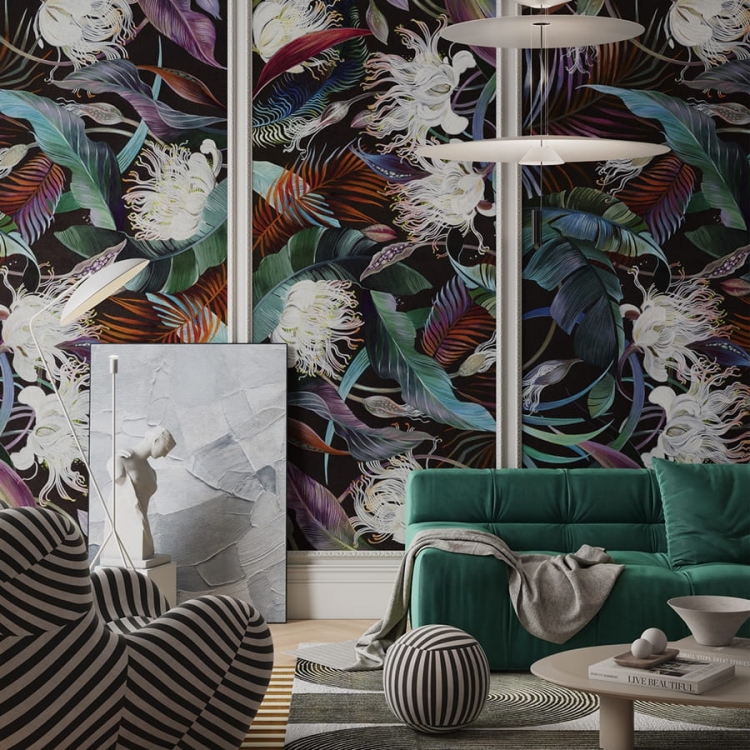 Wonderwall Irida fototapeta kolorowe tropikalne rośliny i kwiaty