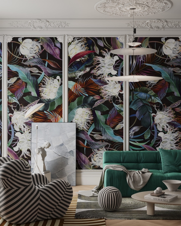 Wonderwall Irida fototapeta kolorowe tropikalne rośliny i kwiaty