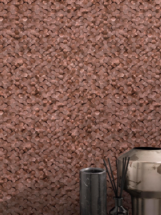 Gravity Aluminium 3D Hexagon Copper miedziana mozaika L'Antic Colonial