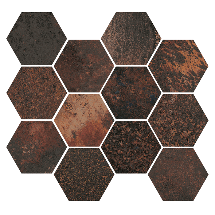 Aparici Corten Graphite Natural Mosaico Hexagonal