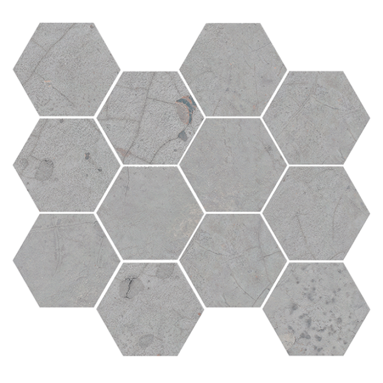 Aparici Cracked Grey Natural Mosaico Hexagonal