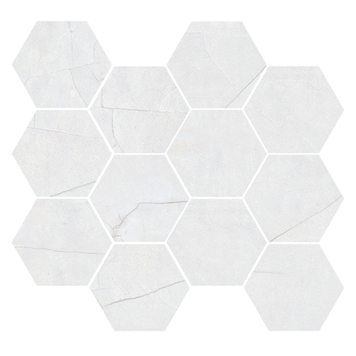 Aparici Cracked White Natural Mosaico Hexagonal