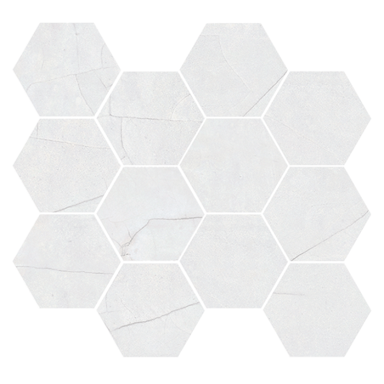Aparici Cracked White Natural Mosaico Hexagonal