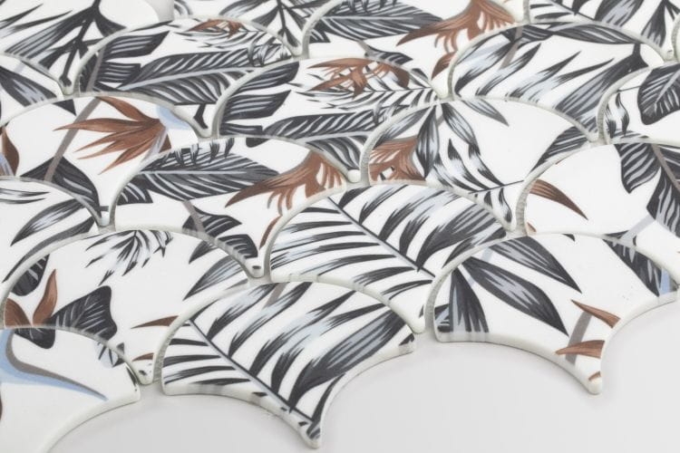 Raw Decor Flabellum Jungle szklana tropikalna mozaika ścienna matowa