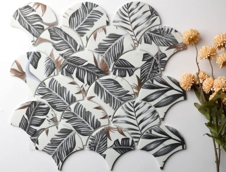 Raw Decor Flabellum Jungle szklana tropikalna mozaika ścienna matowa