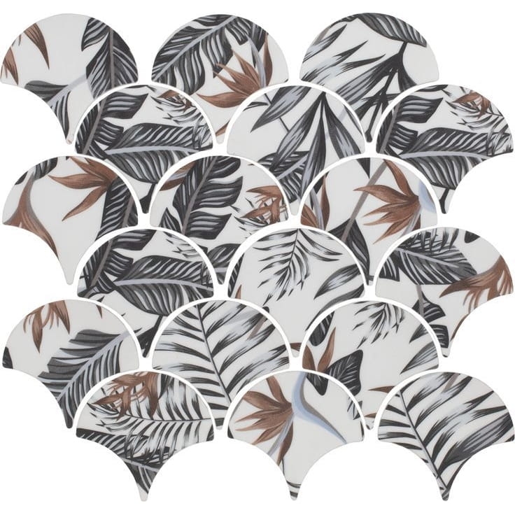 Raw Decor Flabellum Jungle szklana tropikalna mozaika ścienna matowa