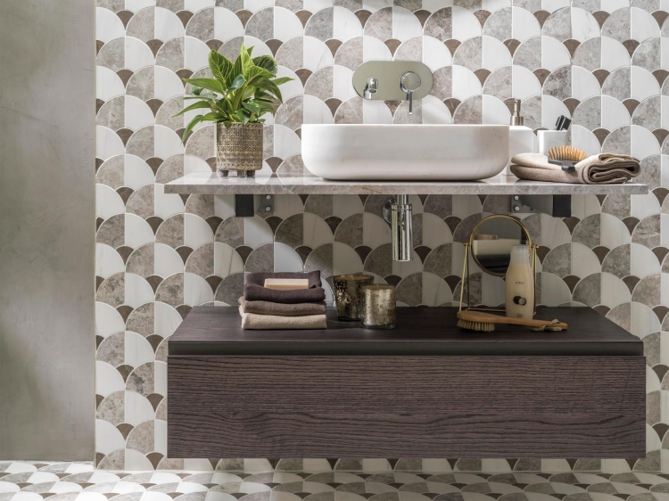 L'Antic Colonial Figure Shell Dark geometryczna mozaika kamienna