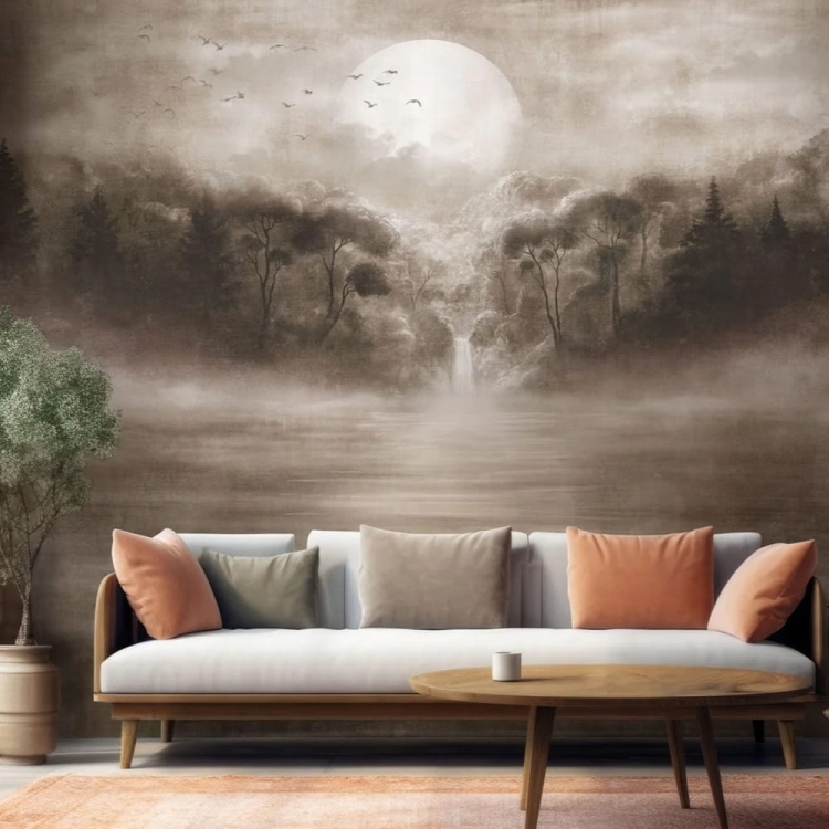 WallArt Tramonto fototapeta tajemniczy krajobraz lasu
