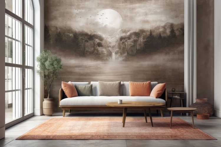 WallArt Tramonto fototapeta tajemniczy krajobraz lasu
