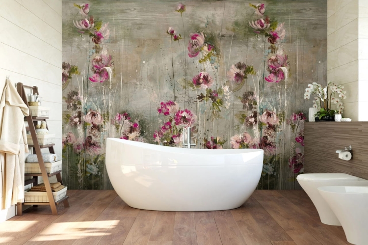 WallArt Malva fototapeta z motywem wiejskich kwiatów