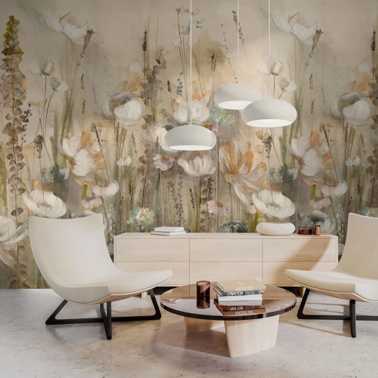 WallArt Lilium fototapeta kwiatowa ciepłe beże