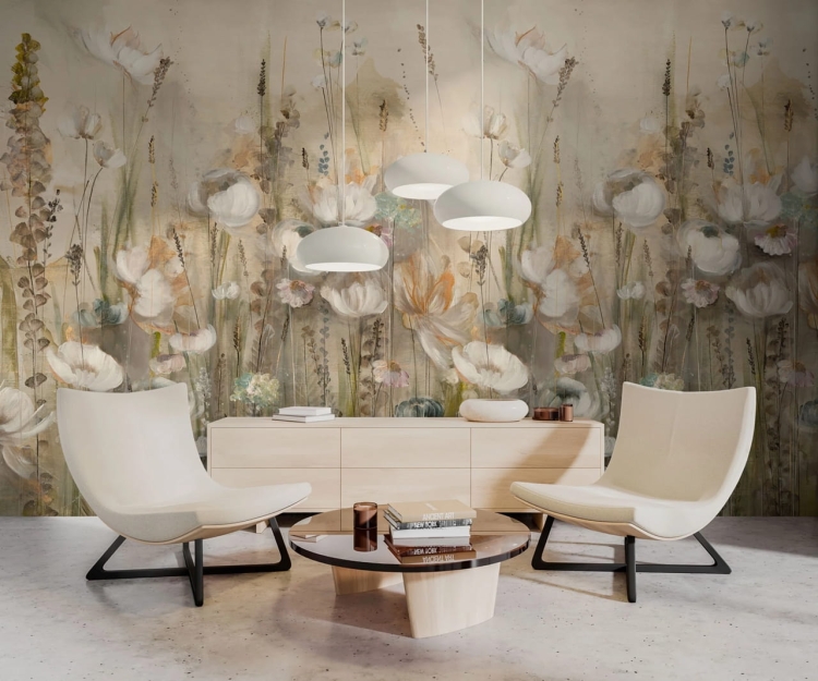 WallArt Lilium fototapeta kwiatowa ciepłe beże