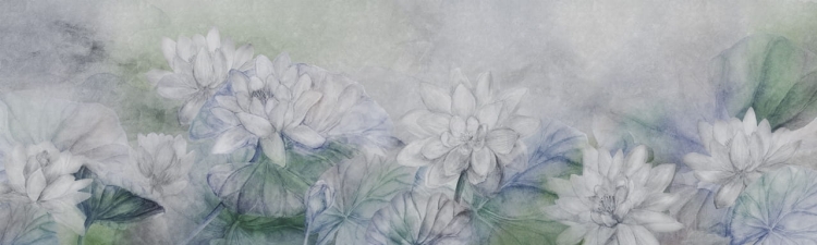 WallArt Winter fototapeta lilie wodne zimą