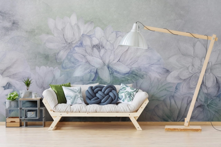 WallArt Winter fototapeta lilie wodne zimą