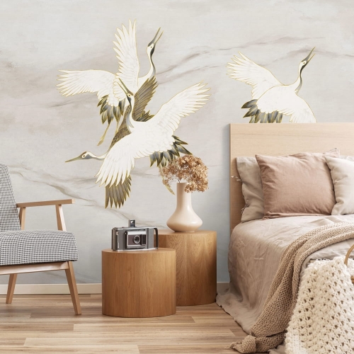 WallArt Ivory Tsuru fototapeta żurawie na kremowym tle