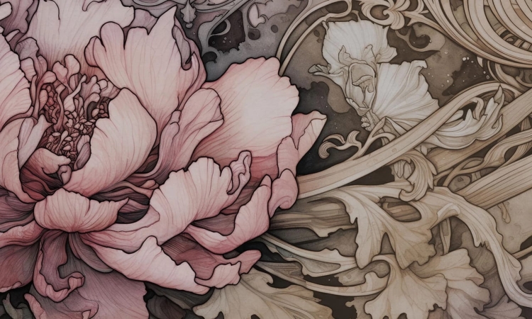 WallArt Miraculum kwiaty w secesyjnej stylistyce