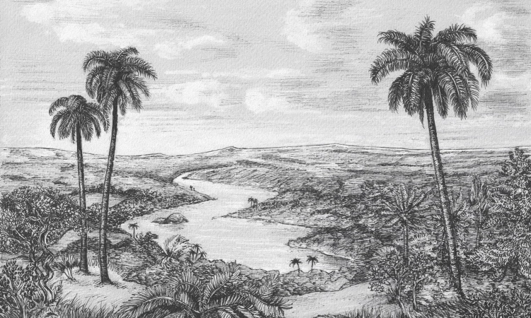 WallArt Palm krajobraz półpustyni