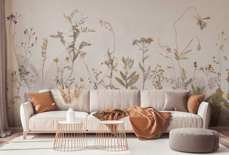 Wall Art Campo di Erbe fototapeta na wymiar z motywem polnych kwiatów