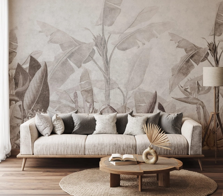 Wall Art Rainforest Beige las tropikalny w beżach
