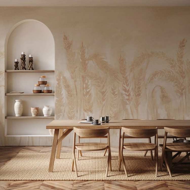 Pole kłosy zbóż sielankowa fototapeta boho winyl na flizelinie