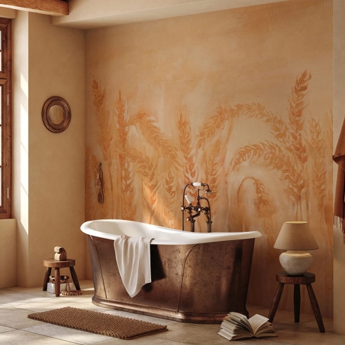 Złote kłosy pole zbóża sielankowa fototapeta boho winyl na flizelinie