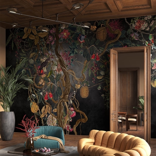 Wonderwall Duskwood fototapeta z tropikalnymi roślinami i ptakami