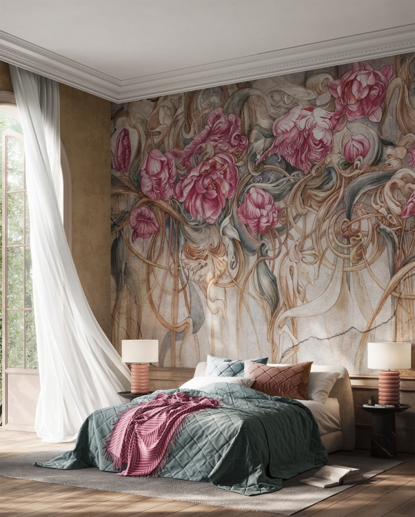 Wonderwall Rocalle fototapeta romantyczne kwiaty peoni