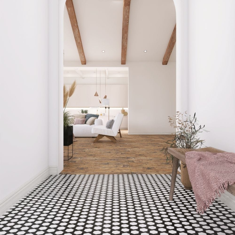 Raw Decor Heksagon Stella Black & White Matowy