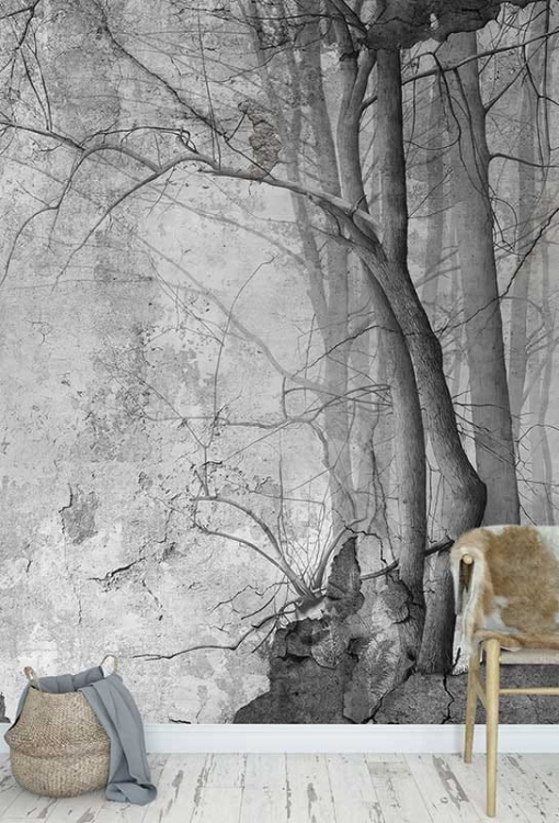 Foggy Forest tapeta mgliste drzewa fizelina